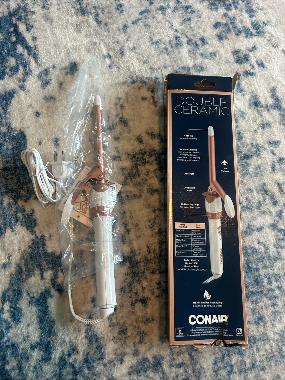 Conair • Double Ceramic Curling Iron - White and Rose Gold • 1/2in •